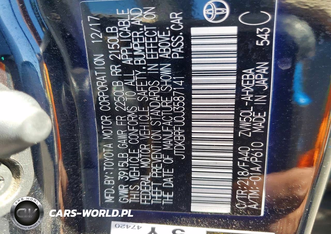 2018 Toyota Prius Two VIN:JTDKBRFU0J3587141 - 12