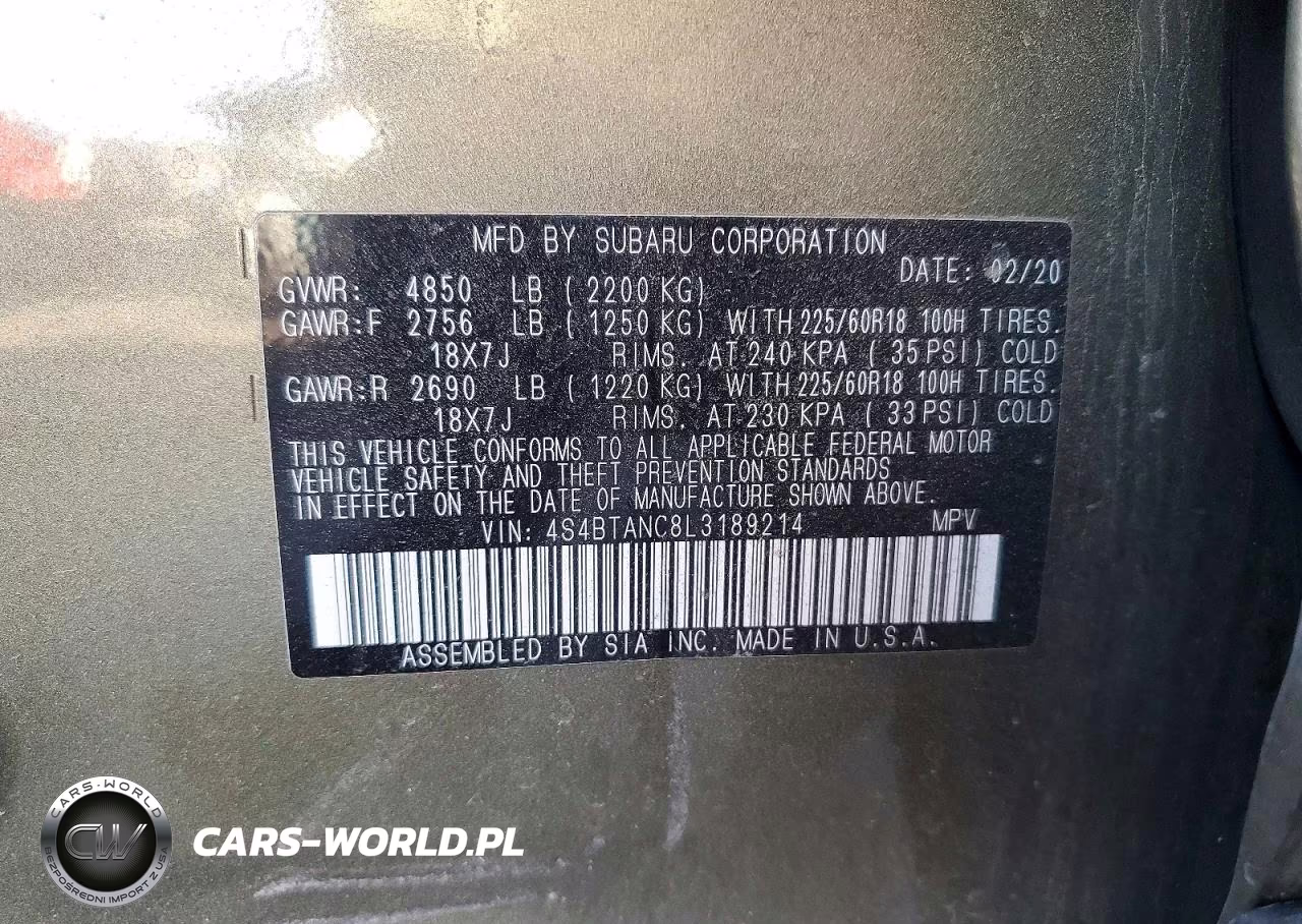 2020 Subaru Outback Limited VIN:4S4BTANC8L3189214 - 12
