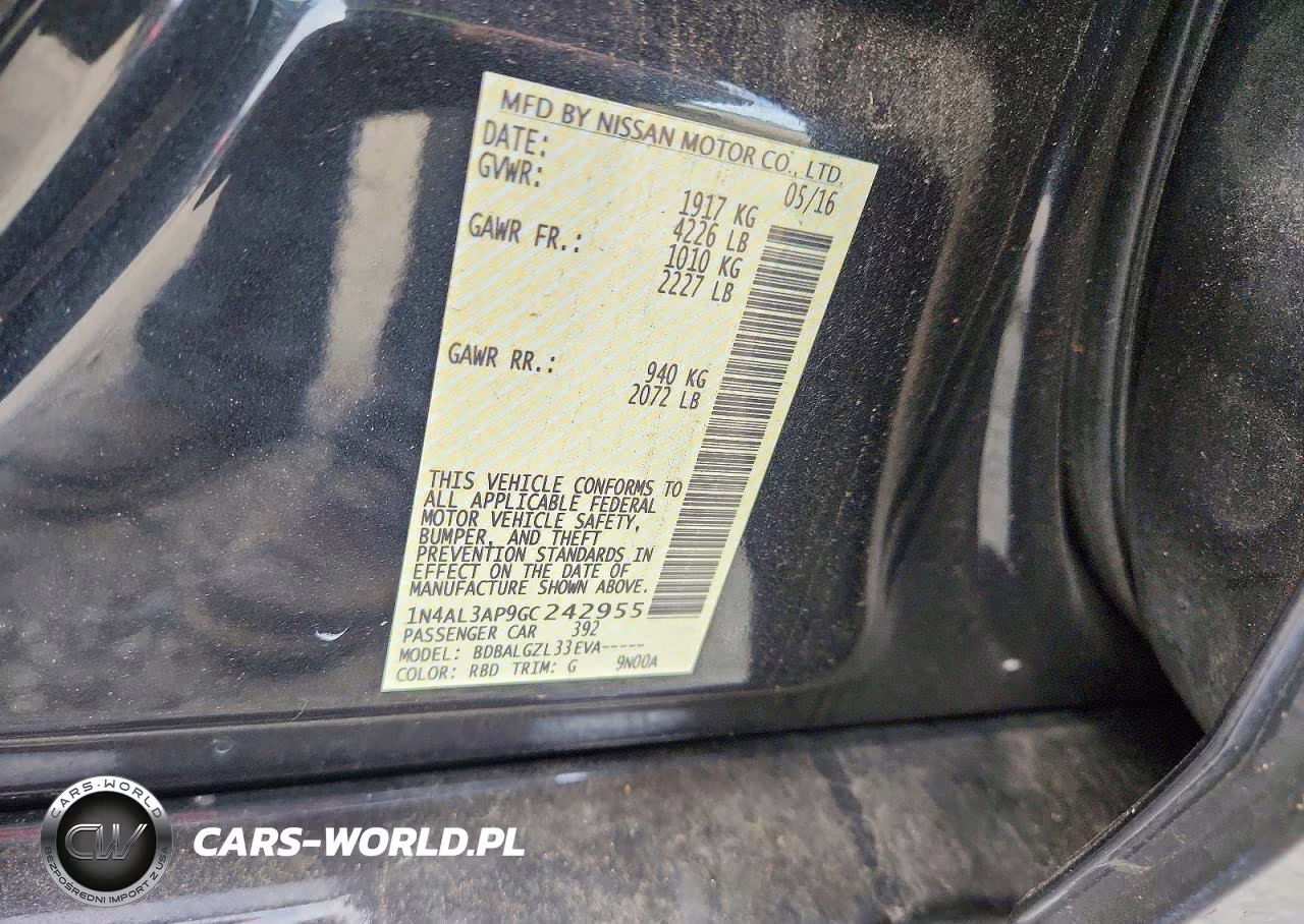 2016 Nissan Altima 2.5 S VIN:1N4AL3AP9GC242955 - 12