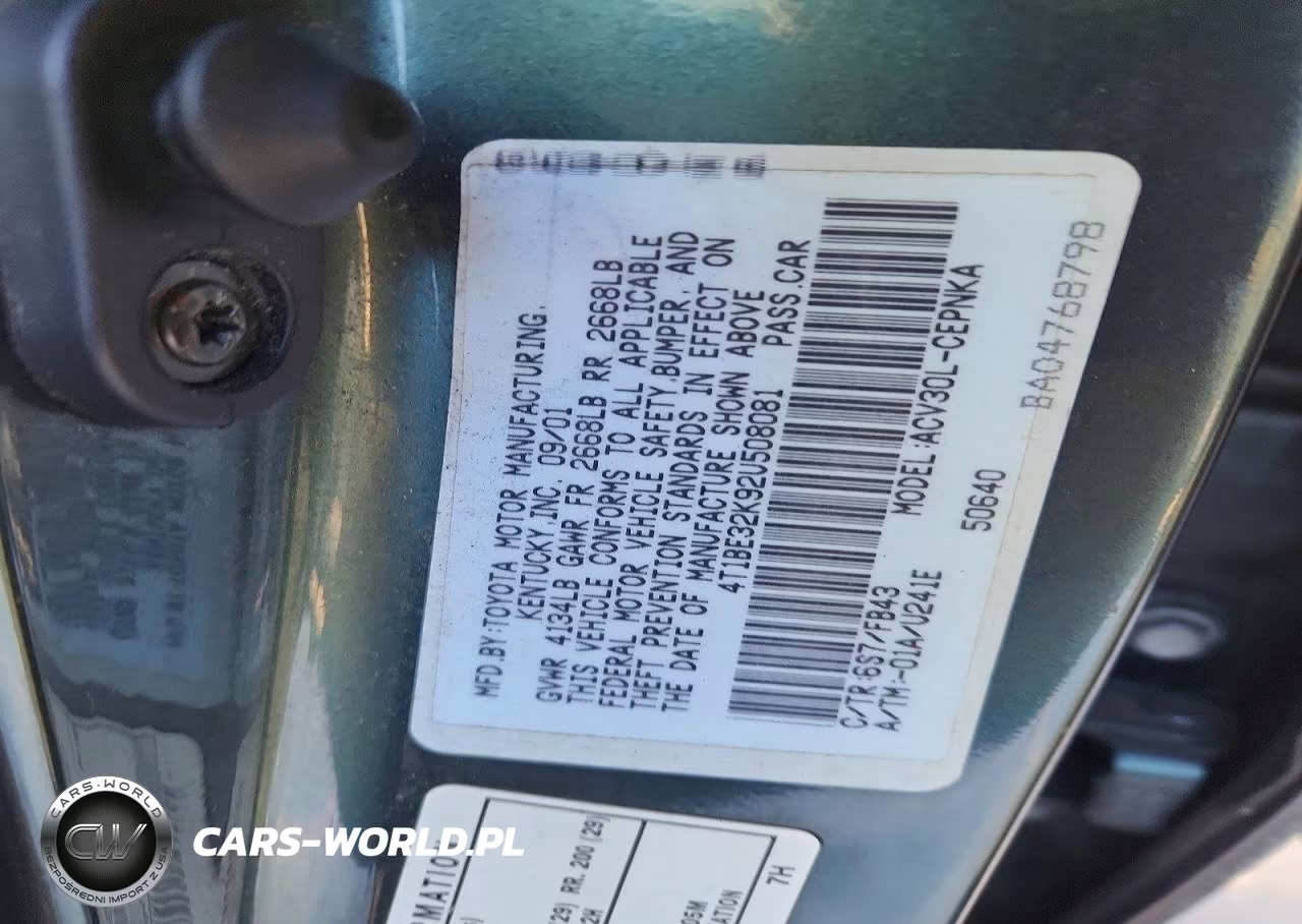2002 Toyota Camry Le VIN:4T1BE32K92U508081 - 12