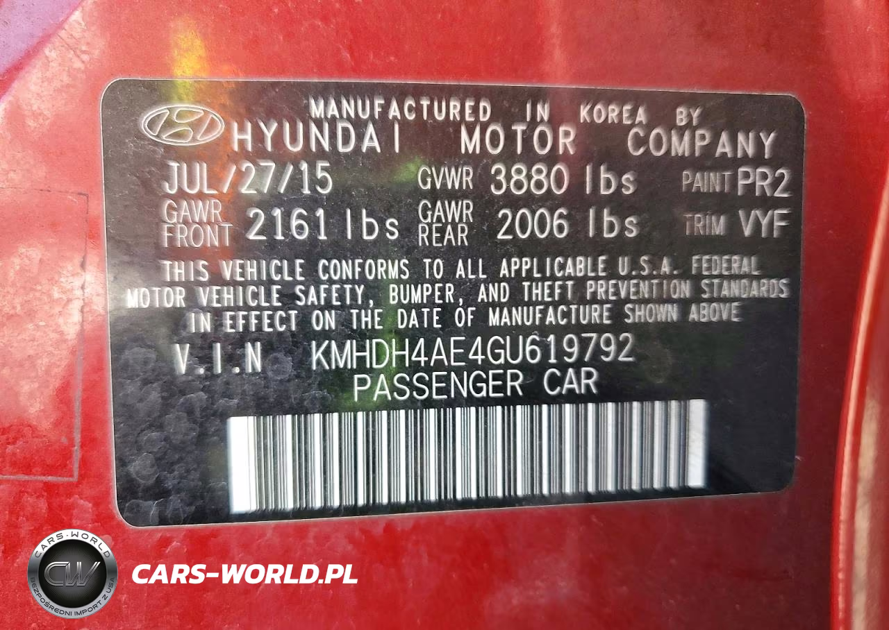 2016 Hyundai Elantra Se VIN:KMHDH4AE4GU619792 - 12