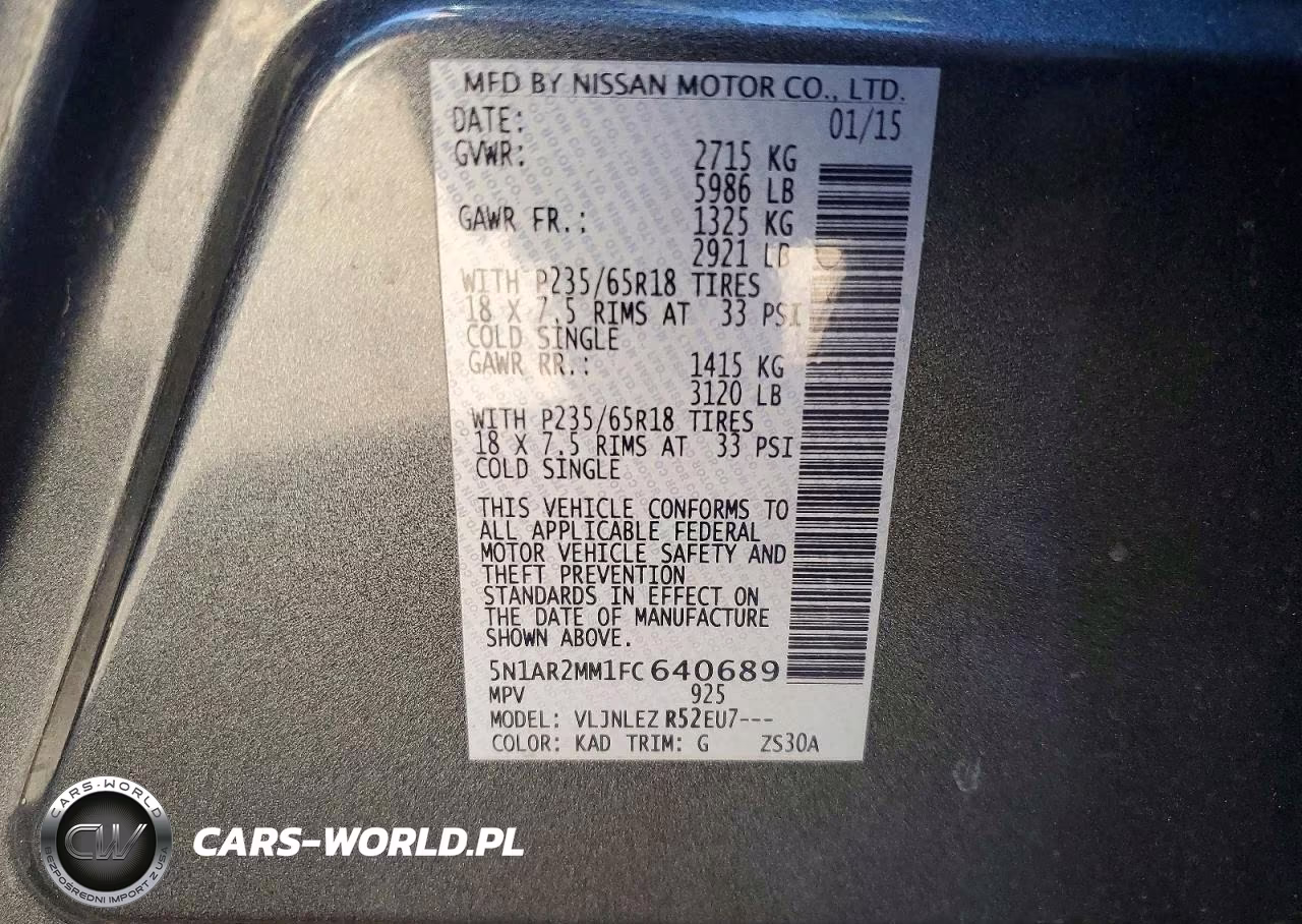 2015 Nissan Pathfinder Sv VIN:5N1AR2MM1FC640689 - 13