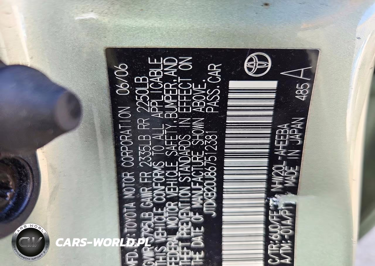2006 Toyota Prius Base VIN:JTDKB20U867512381 - 12
