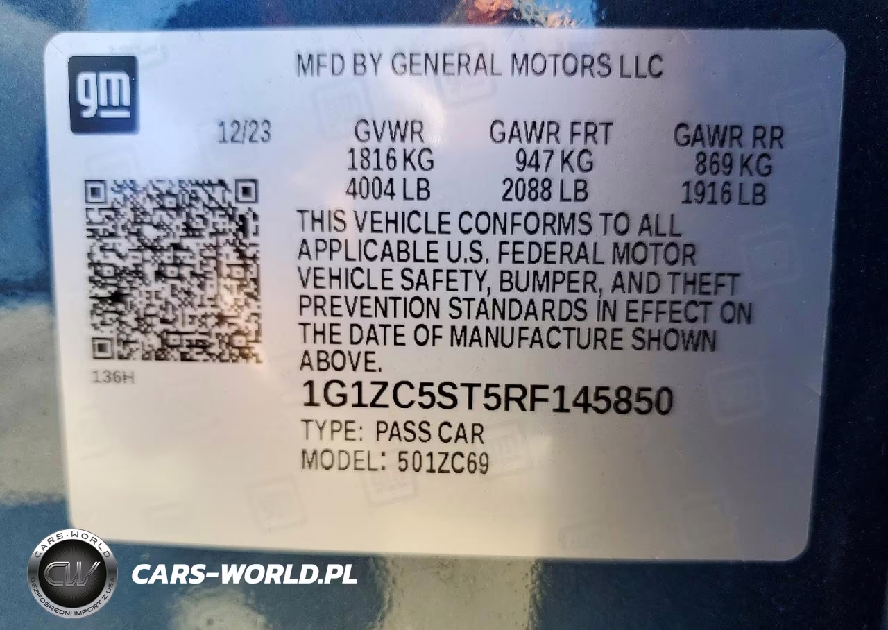 2024 Chevrolet Malibu Ls VIN:1G1ZC5ST5RF145850 - 12
