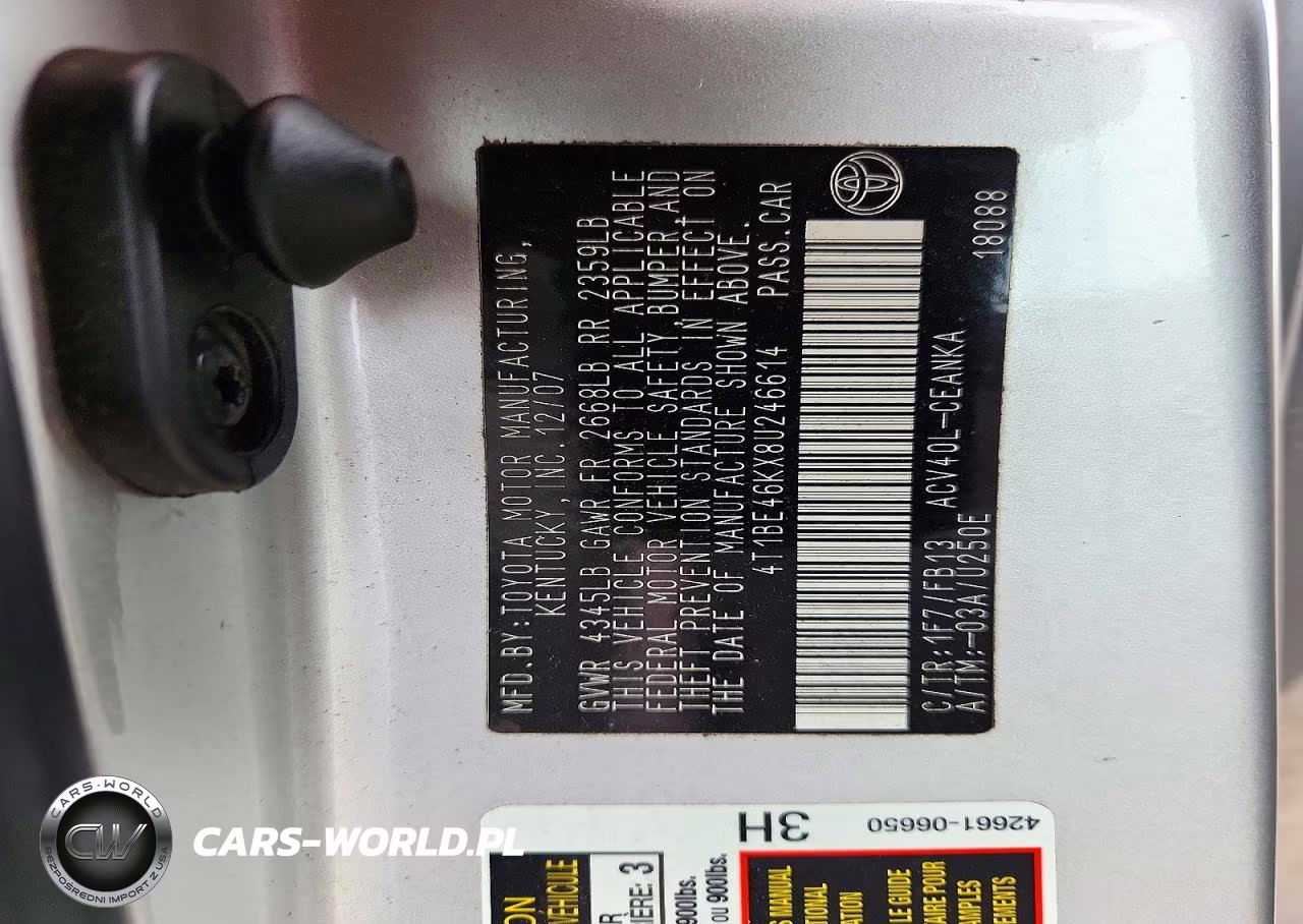 2008 Toyota Camry Le VIN:4T1BE46KX8U246614 - 12