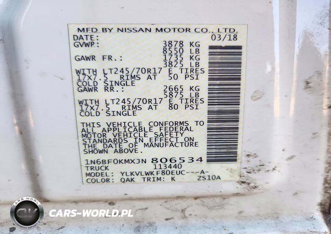 2018 Nissan Nv 1500 S VIN:1N6BF0KMXJN806534 - 13