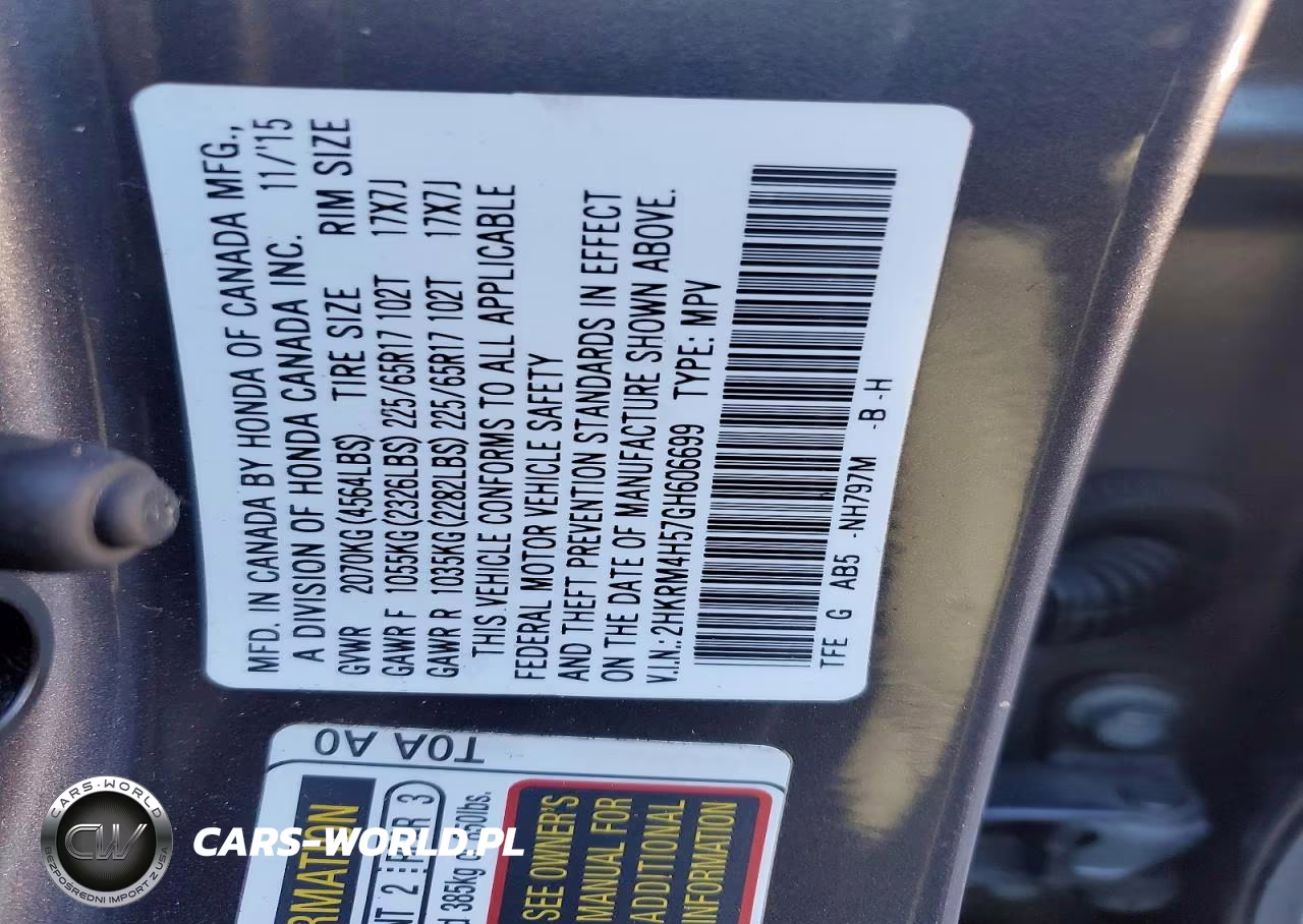 2016 Honda Cr-V Ex VIN:2HKRM4H57GH606699 - 13