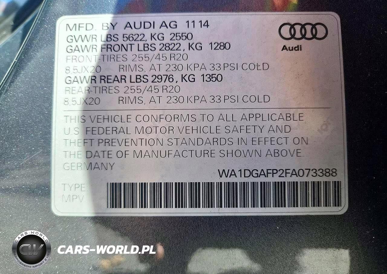 2015 Audi Q5 Premium Plus VIN:WA1DGAFP2FA073388 - 12