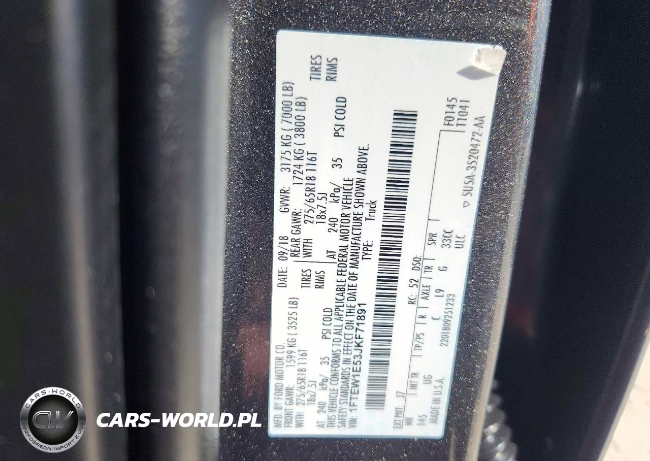 2018 Ford F150 Supercrew VIN:1FTEW1E53JKF71891 - 12