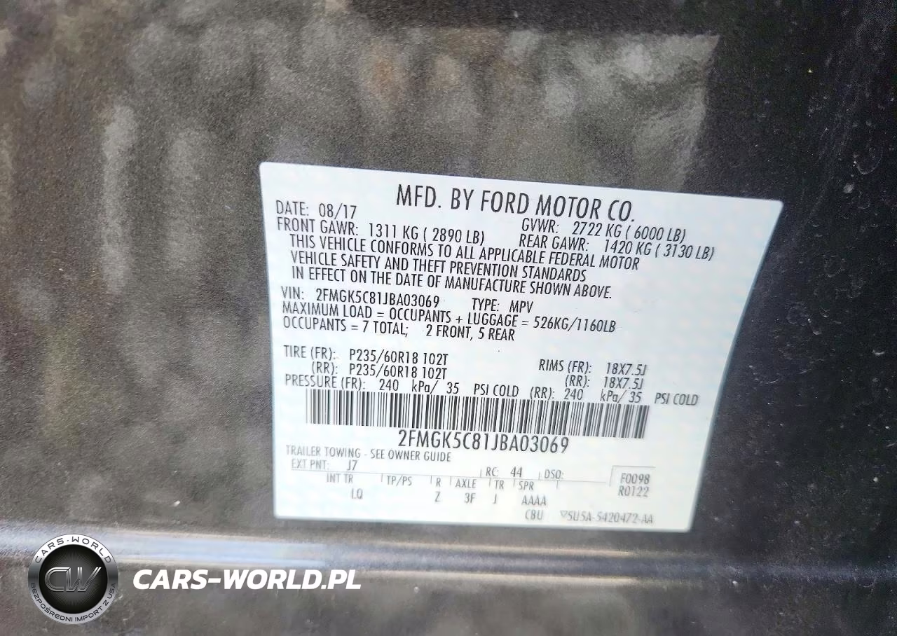 2018 Ford Flex Sel VIN:2FMGK5C81JBA03069 - 14