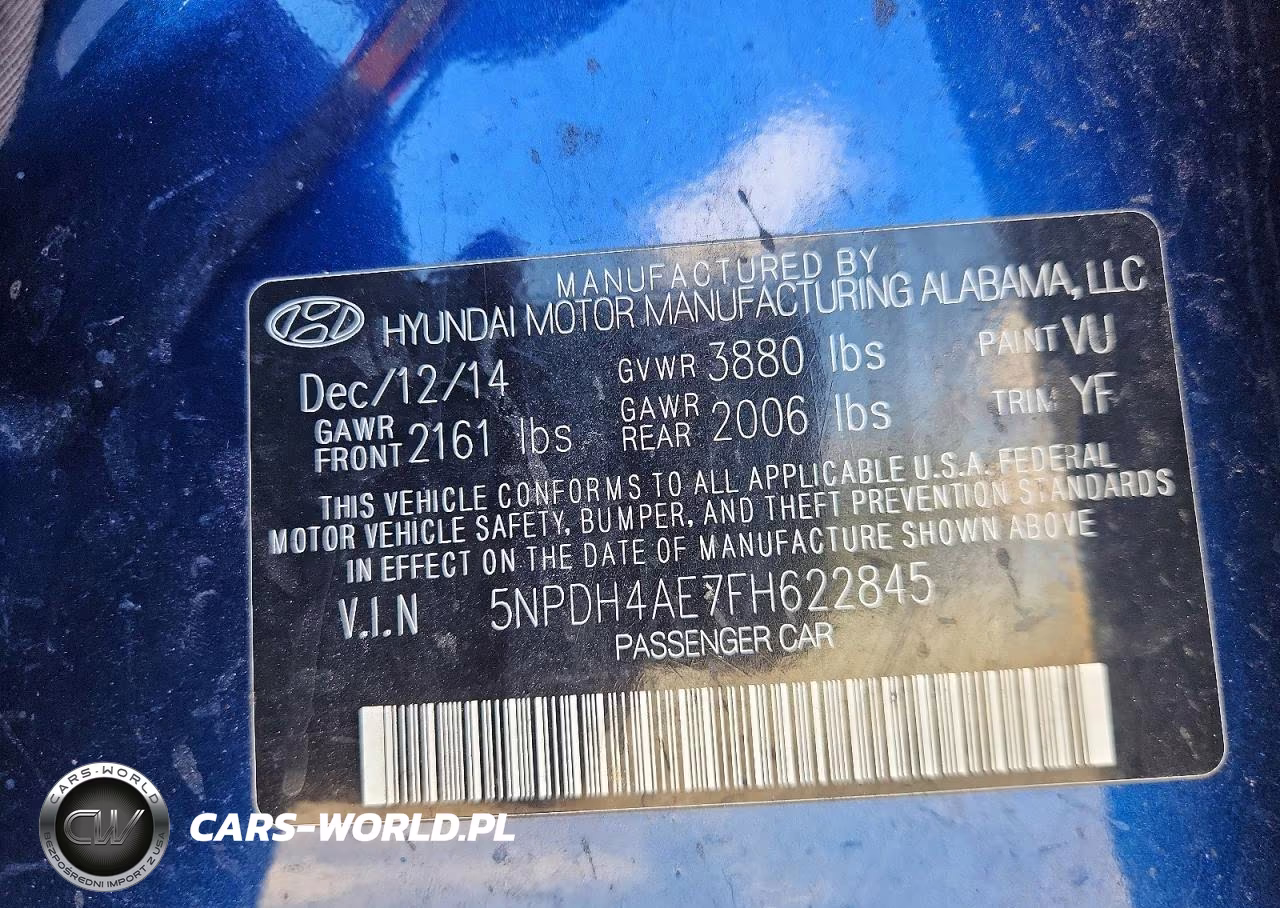 2015 Hyundai Elantra Se VIN:5NPDH4AE7FH622845 - 13