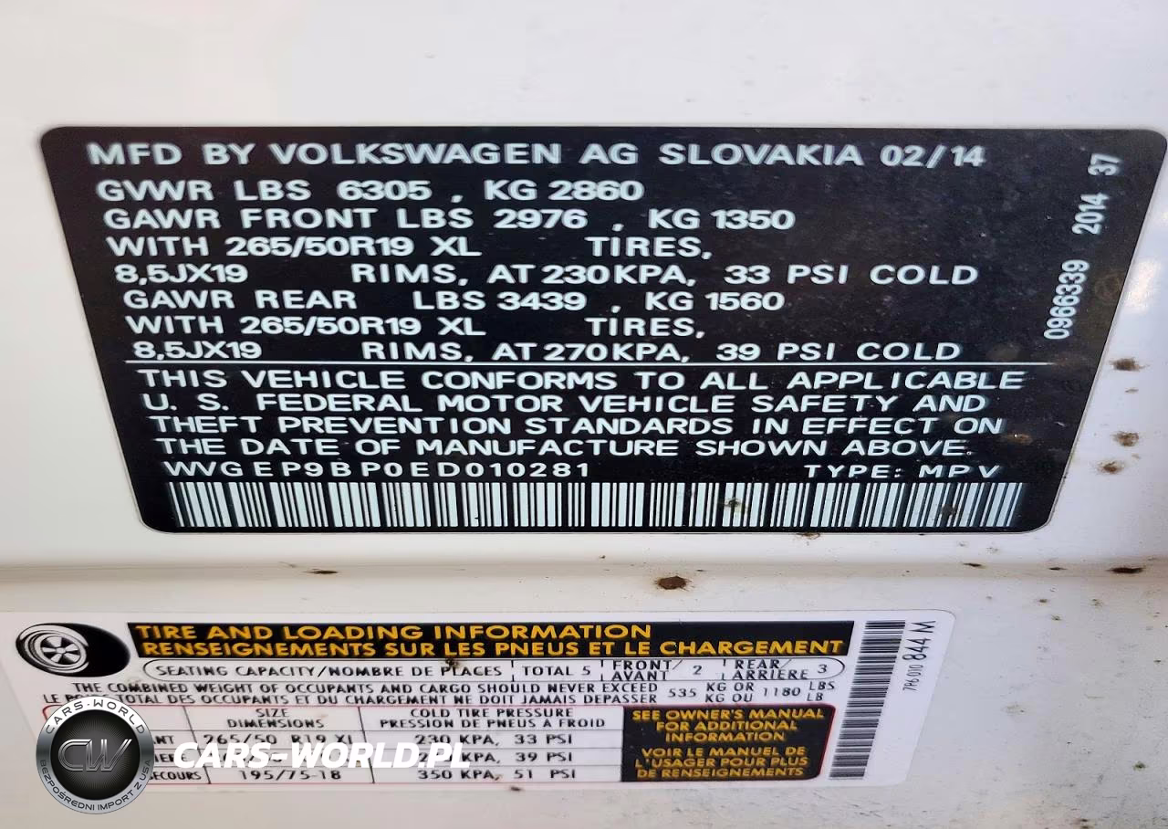 2014 Volkswagen Touareg V6 Tdi VIN:WVGEP9BP0ED010281 - 13