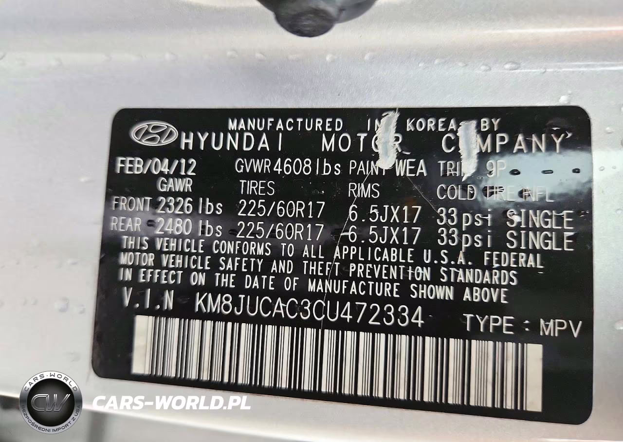 2012 Hyundai Tucson Gls VIN:KM8JUCAC3CU472334 - 14