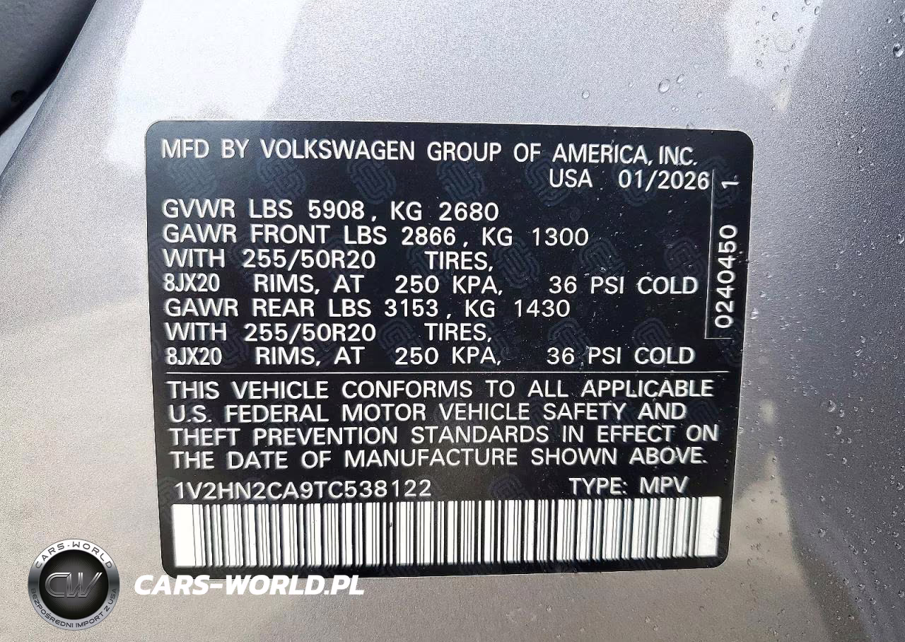 2026 Volkswagen Atlas Se VIN:1V2HN2CA9TC538122 - 14
