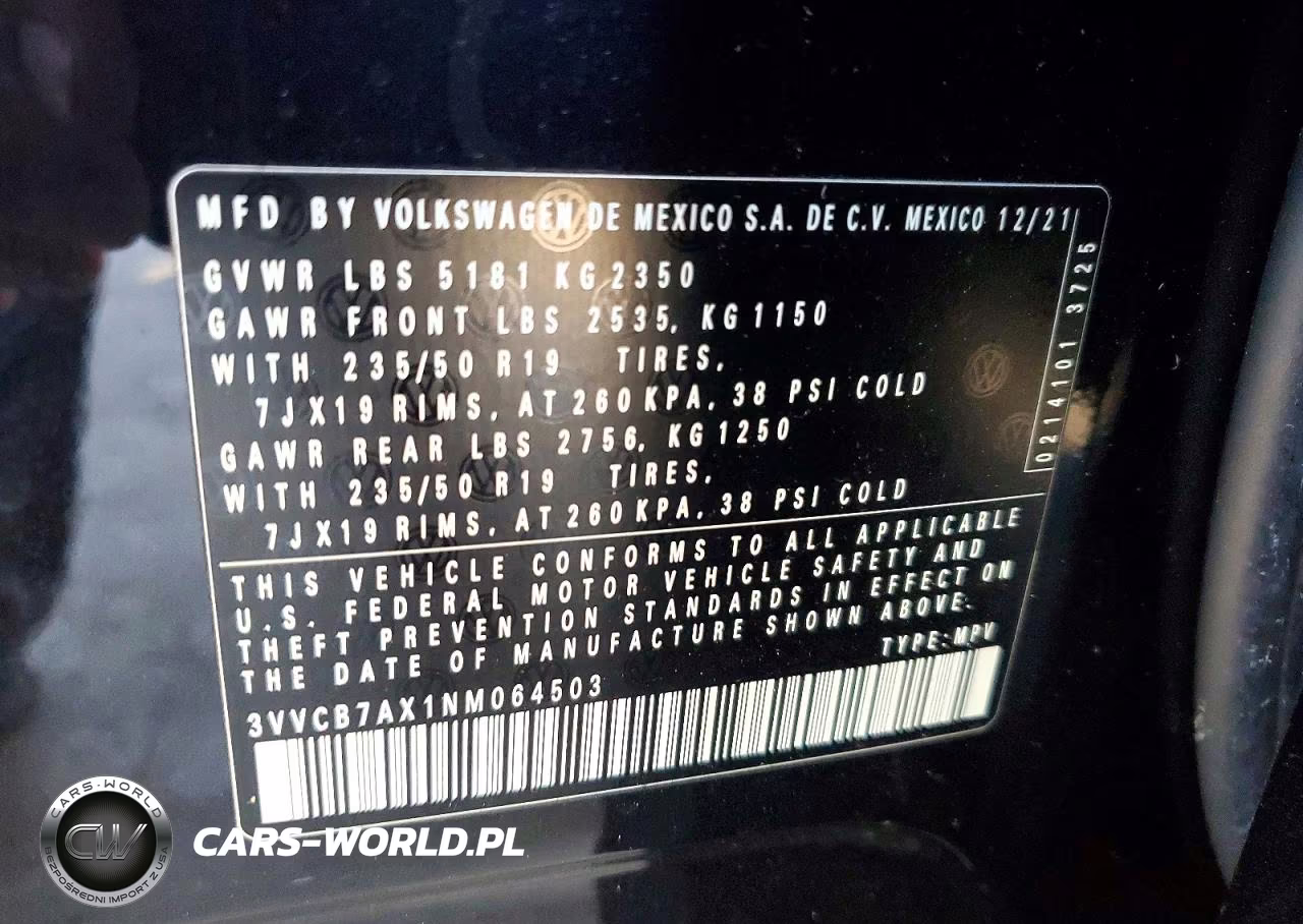 2022 Volkswagen Tiguan Se R-Line Black VIN:3VVCB7AX1NM064503 - 13