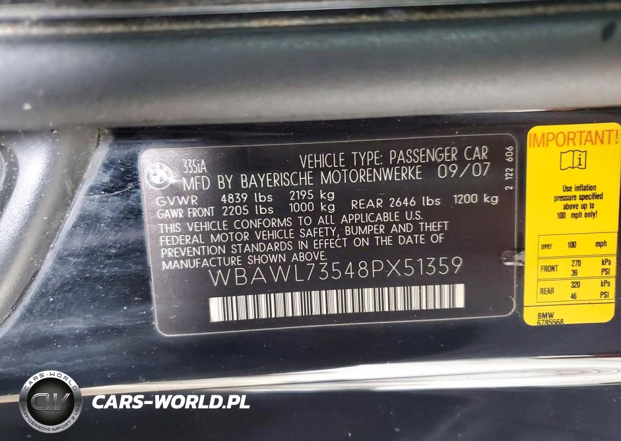 2008 BMW 335 I VIN:WBAWL73548PX51359 - 12
