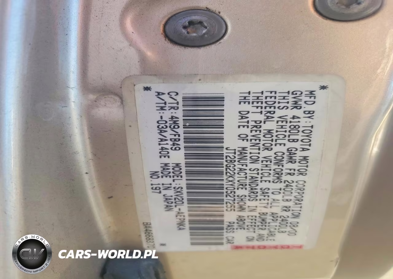 2000 Toyota Camry Le VIN:JT2BG22KXY0527255 - 12