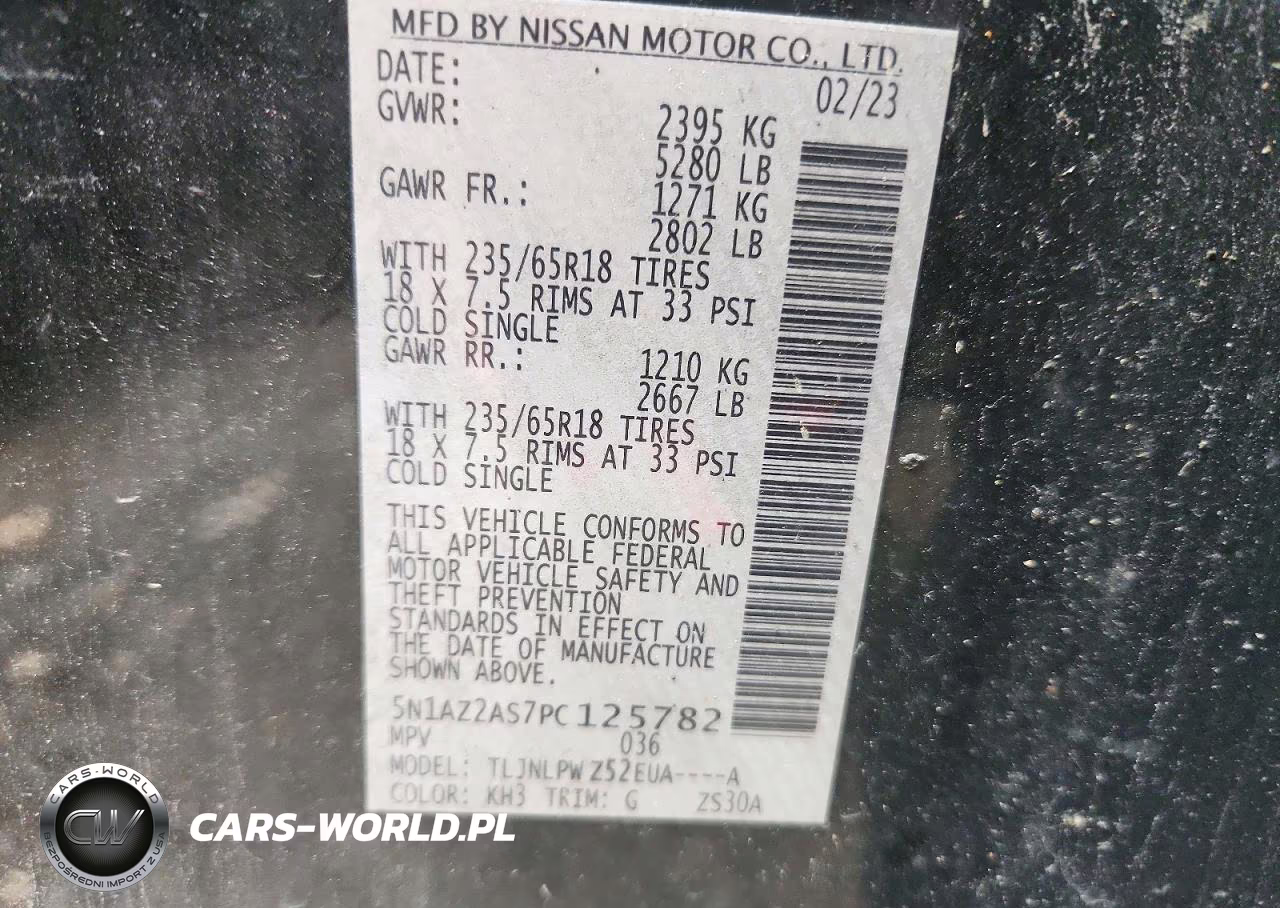 2023 Nissan Murano S VIN:5N1AZ2AS7PC125782 - 12