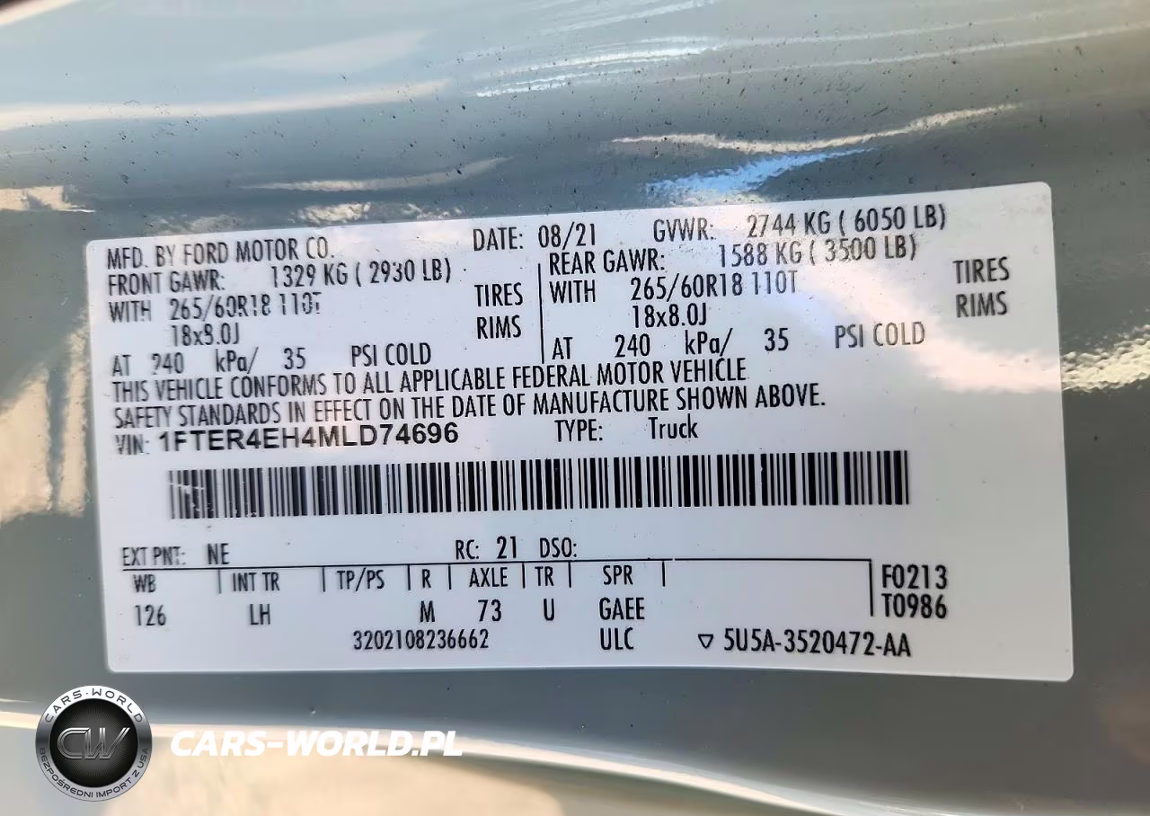 2021 Ford Ranger Xl VIN:1FTER4EH4MLD74696 - 12