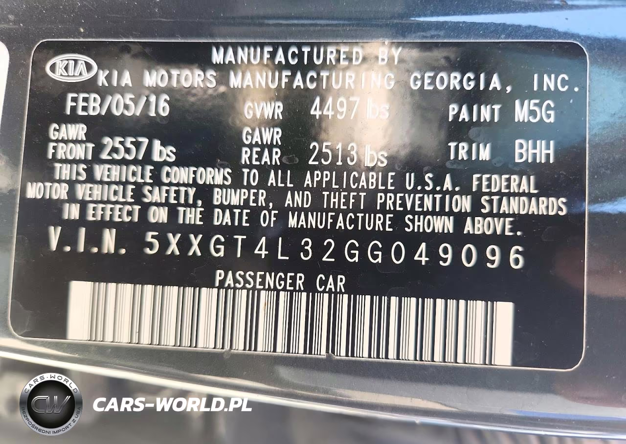 2016 Kia Optima Lx VIN:5XXGT4L32GG049096 - 12