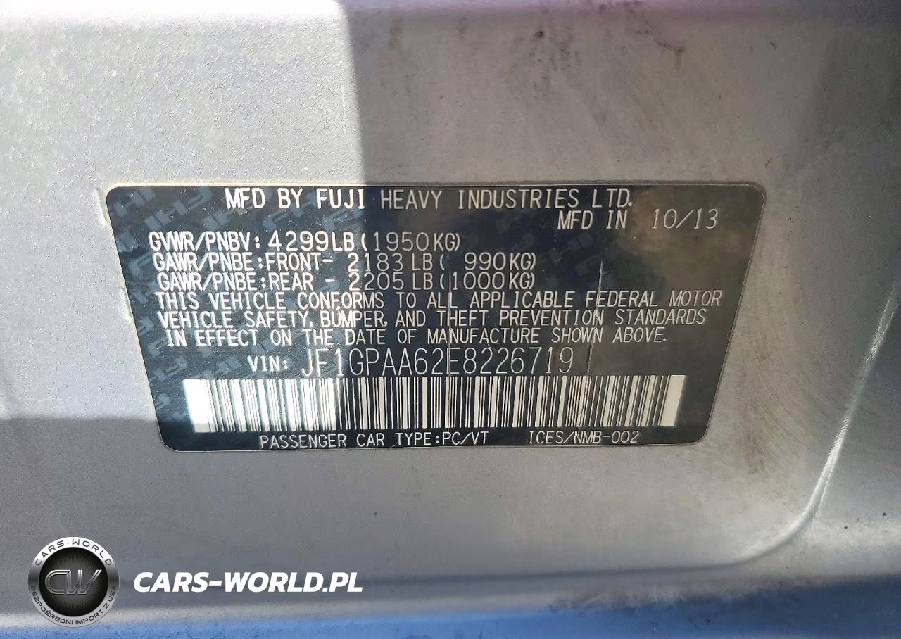 2014 Subaru Impreza VIN:JF1GPAA62E8226719 - 12