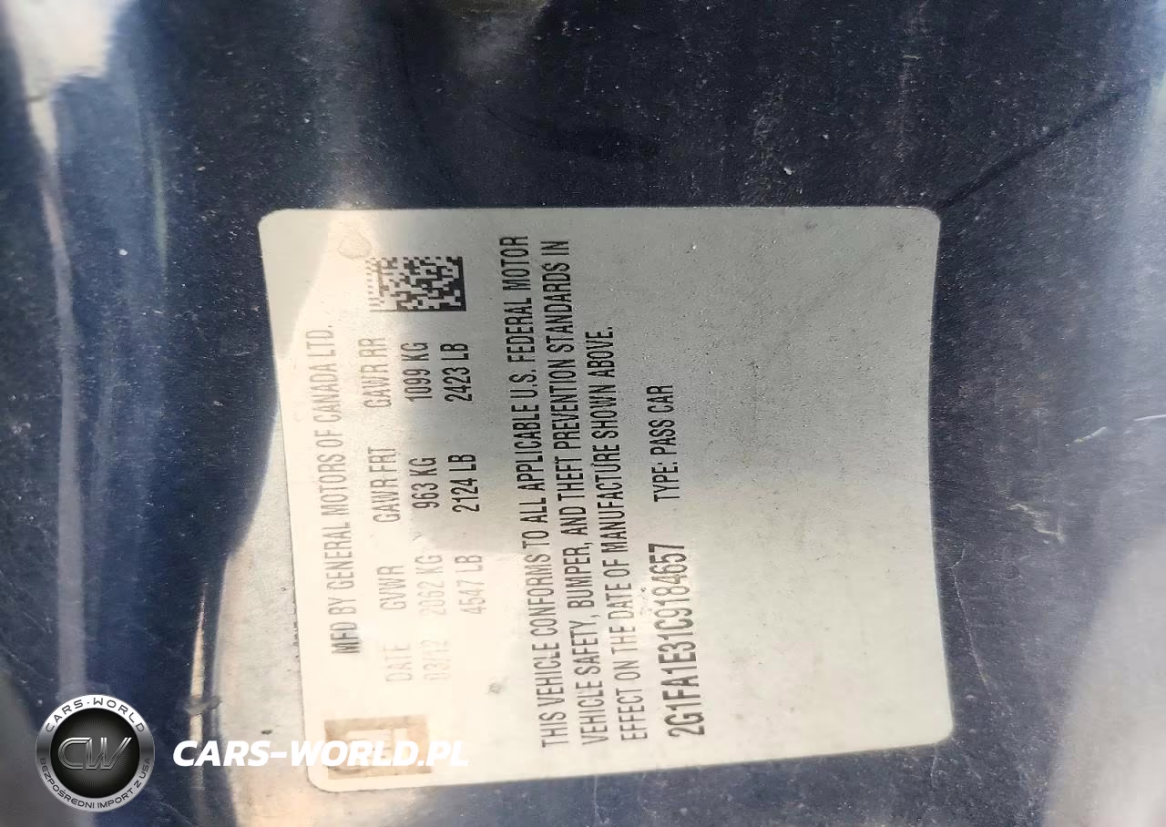2012 Chevrolet Camaro Ls VIN:2G1FA1E31C9184657 - 12
