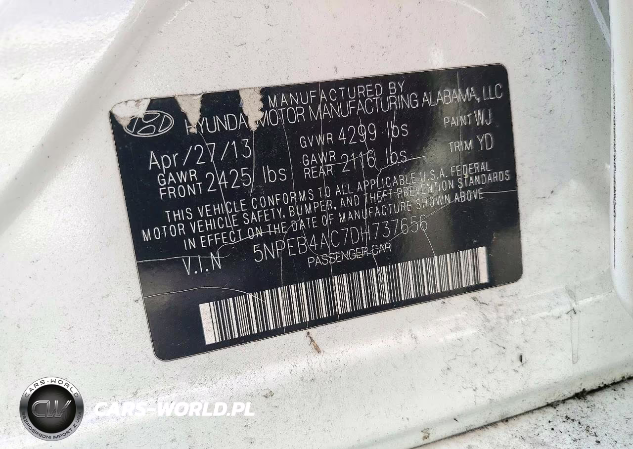 2013 Hyundai Sonata Gls VIN:5NPEB4AC7DH737656 - 12