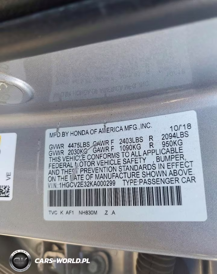 2019 Honda Accord Sport VIN:1HGCV2E32KA000299 - 12