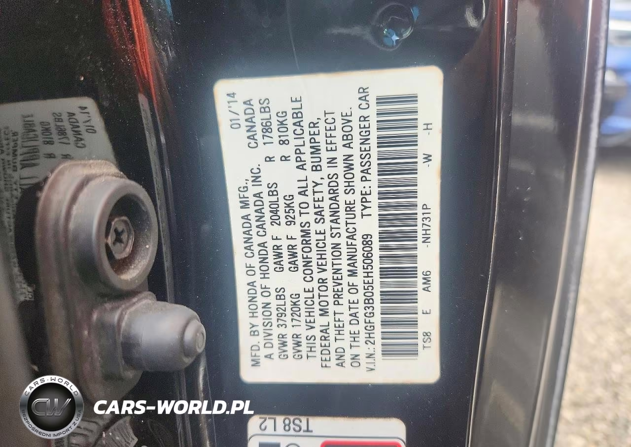 2014 Honda Civic Exl VIN:2HGFG3B05EH506089 - 12