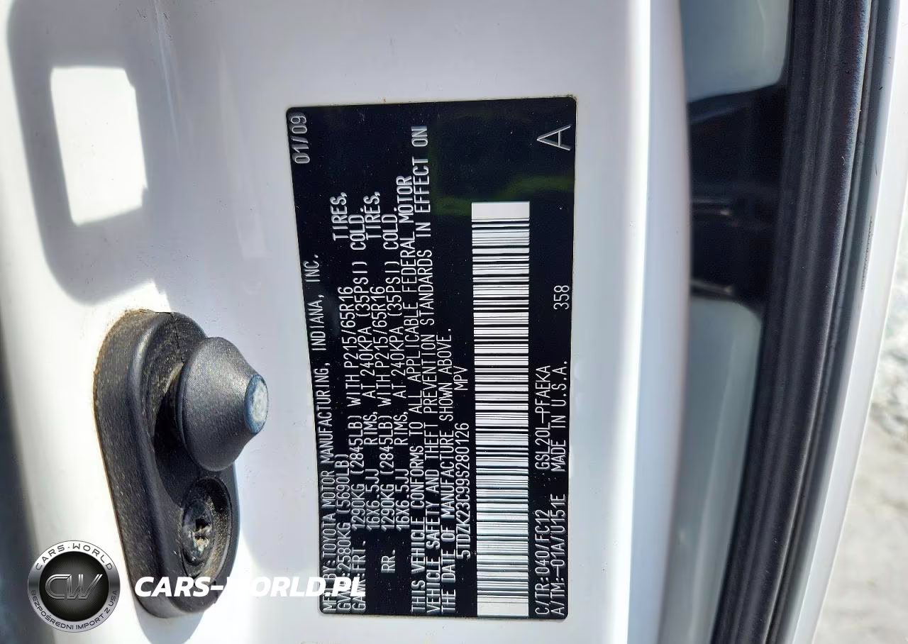 2009 Toyota Sienna Le 7-Passenger VIN:5TDZK23C99S280126 - 13