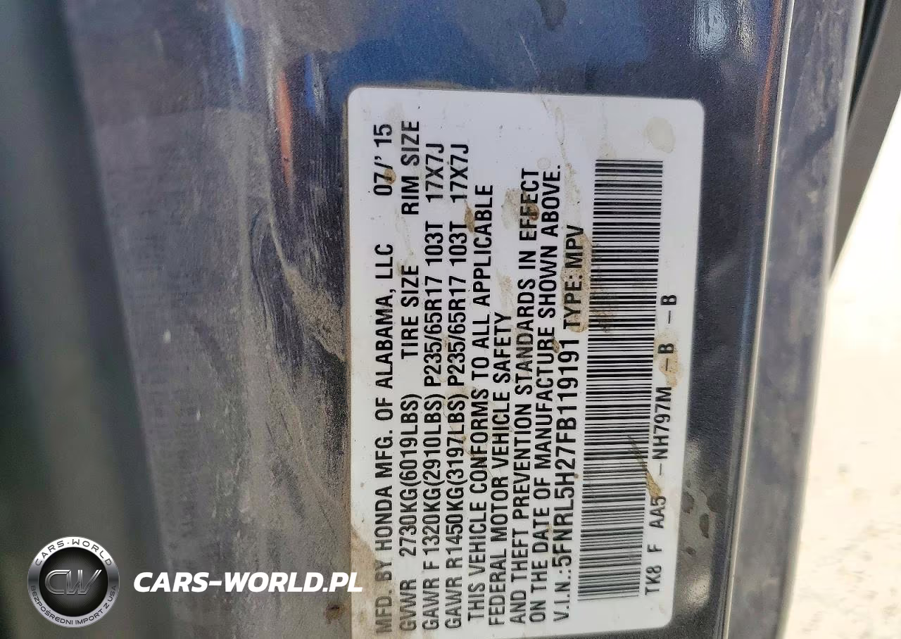 2015 Honda Odyssey Lx VIN:5FNRL5H27FB119191 - 13