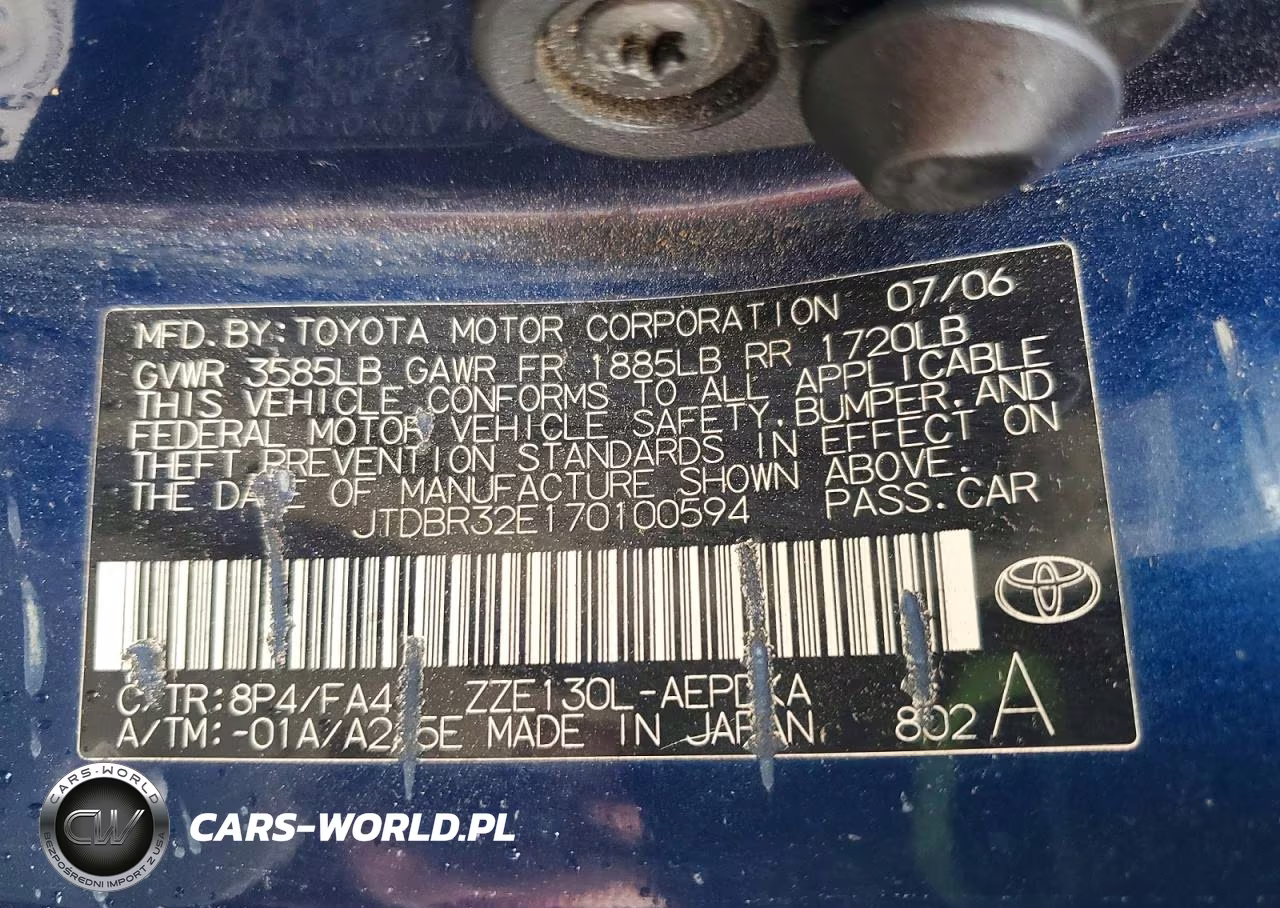 2007 Toyota Corolla Ce VIN:JTDBR32E170100594 - 12