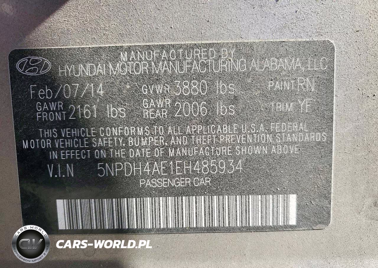 2014 Hyundai Elantra Se VIN:5NPDH4AE1EH485934 - 13