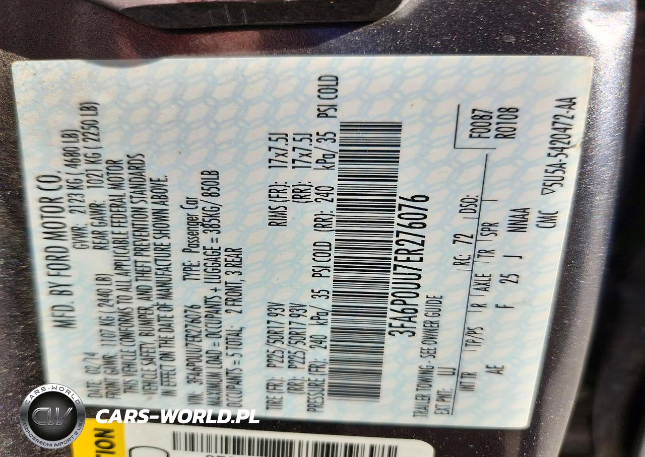 2014 Ford Fusion S Hybrid VIN:3FA6P0UU7ER276076 - 12