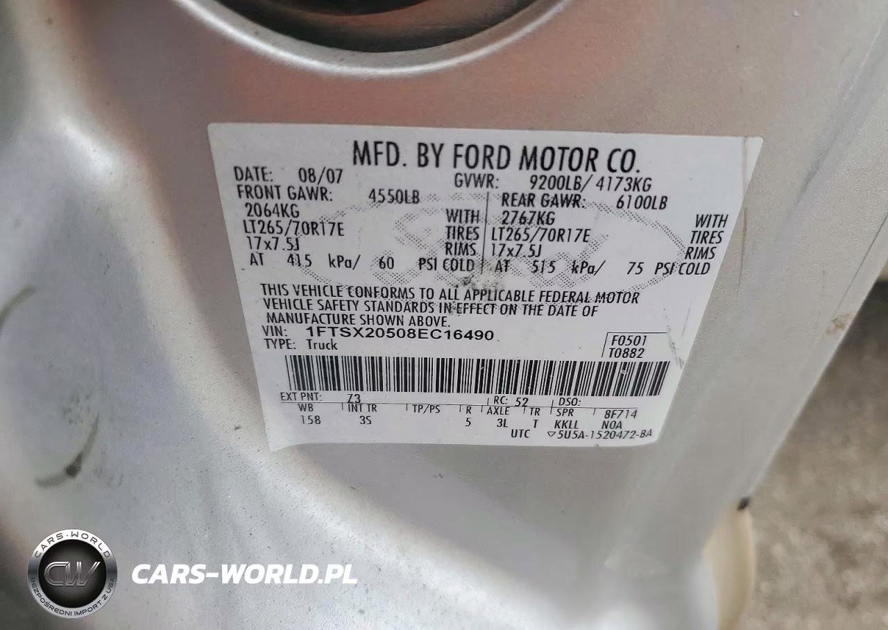 2008 Ford F250 Super Duty VIN:1FTSX20508EC16490 - 12