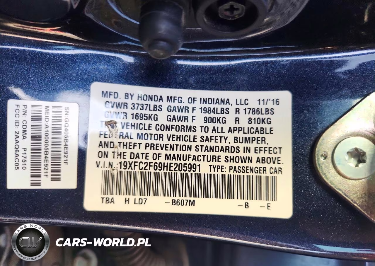 2017 Honda Civic Lx VIN:19XFC2F69HE205991 - 12