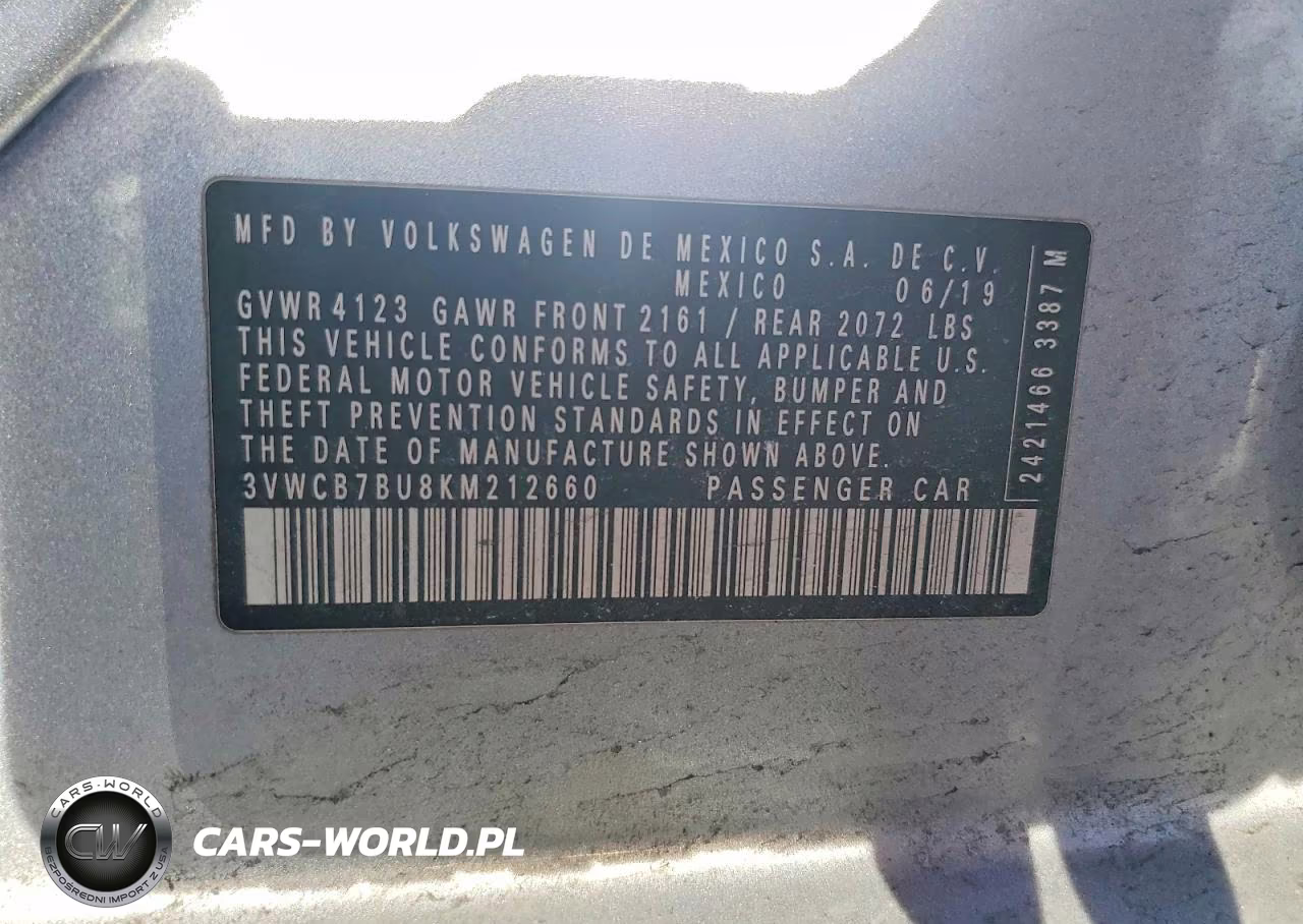 2019 Volkswagen Jetta S VIN:3VWCB7BU8KM212660 - 12
