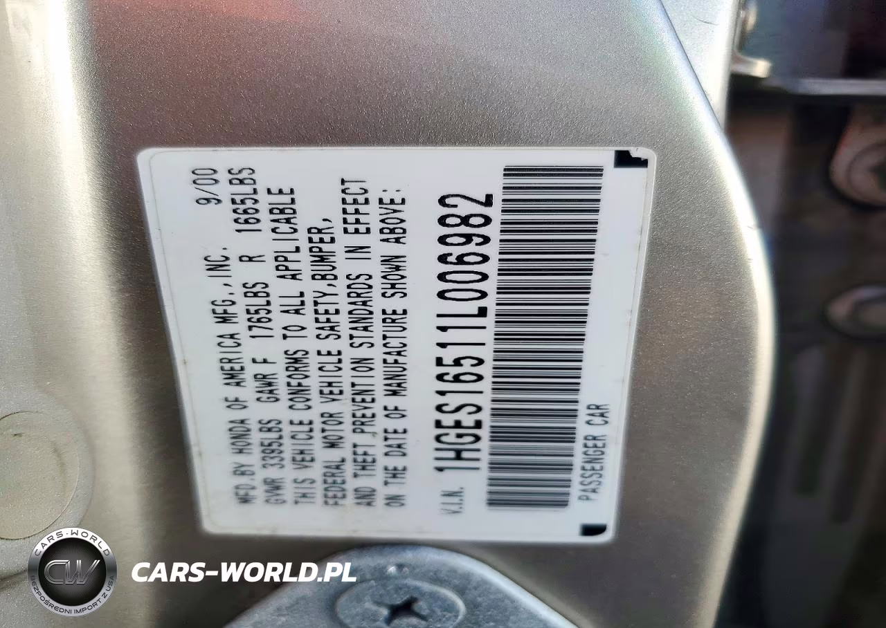 2001 Honda Civic Lx VIN:1HGES16511L006982 - 12