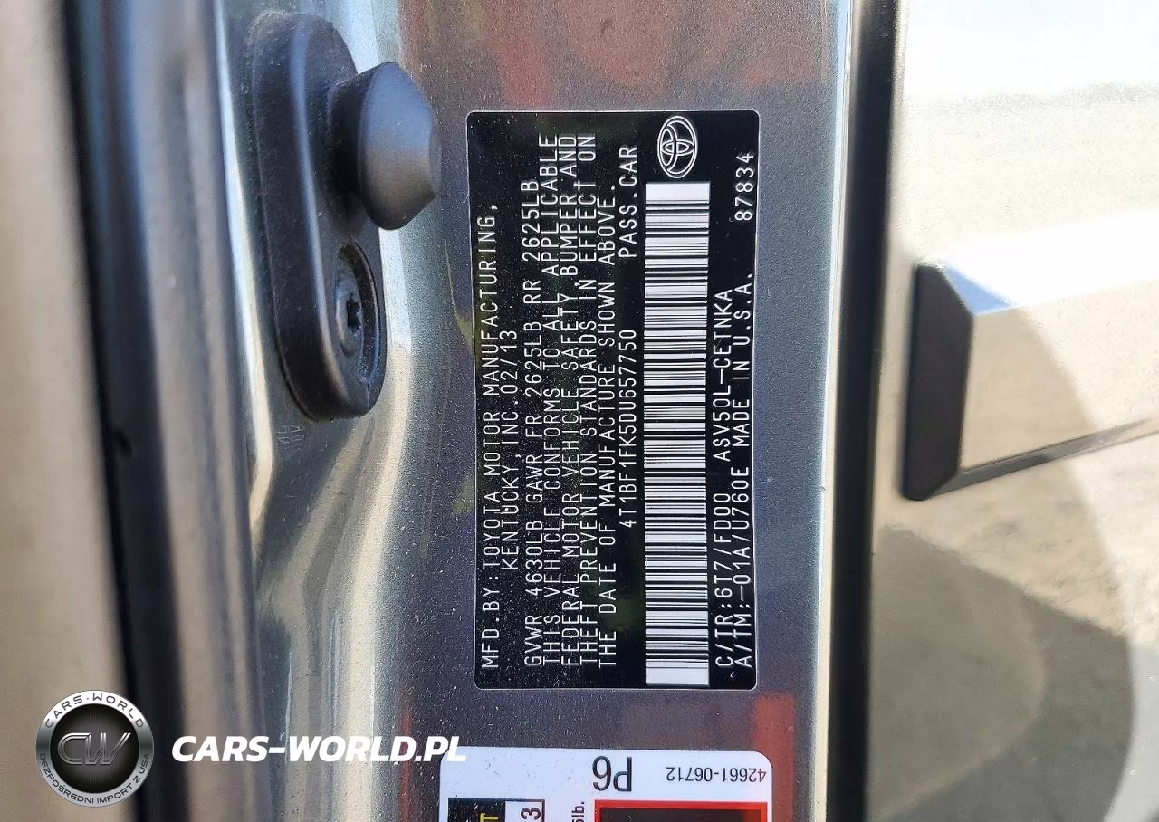 2013 Toyota Camry Le VIN:4T1BF1FK5DU657750 - 12