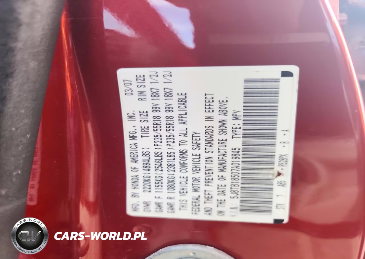 2007 Acura Rdx Technology VIN:5J8TB18507A019845 - 13