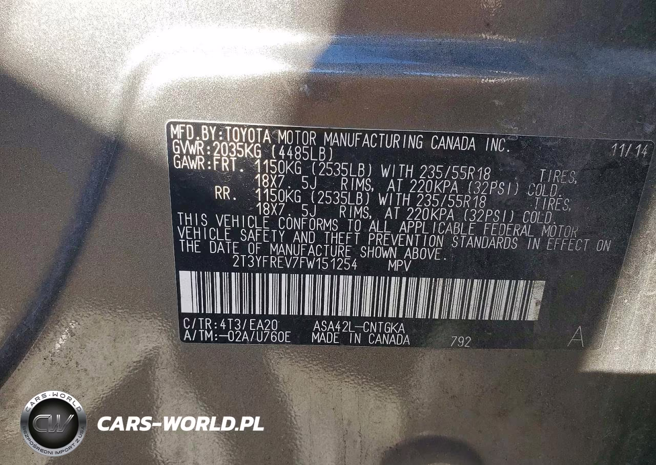 2015 Toyota Rav4 Limited VIN:2T3YFREV7FW151254 - 12