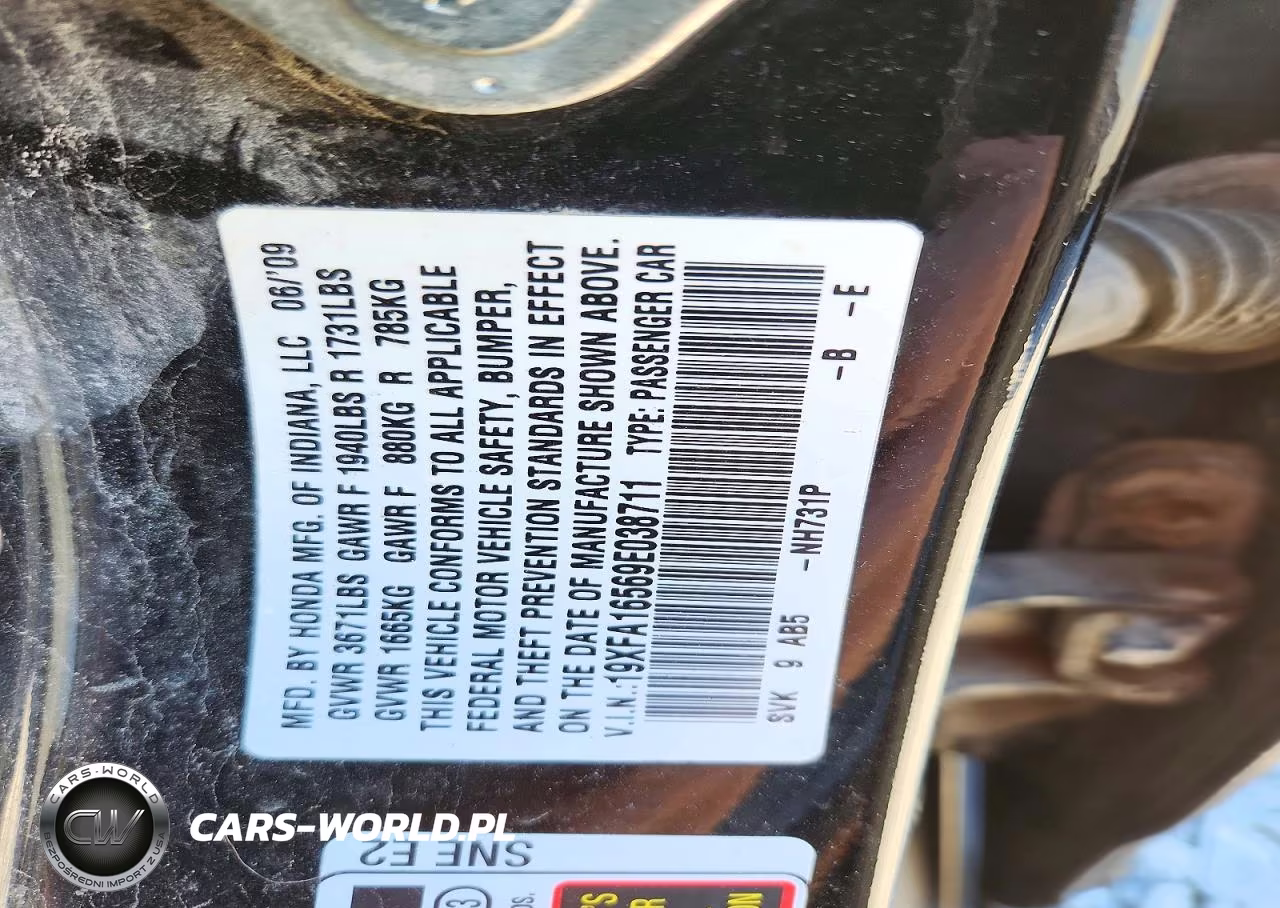 2009 Honda Civic Lx VIN:19XFA16569E038711 - 13
