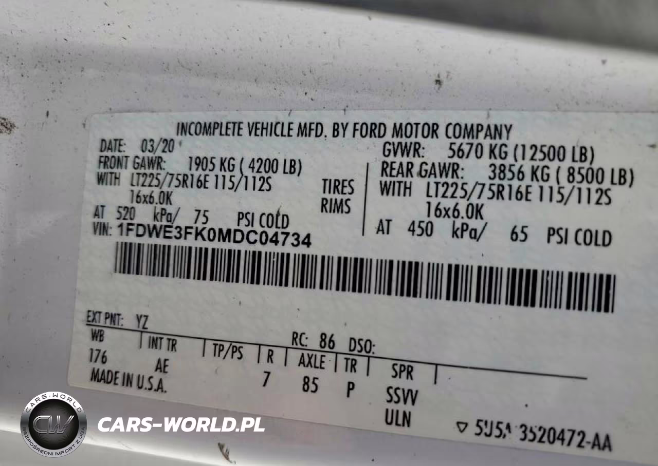2021 Ford E350 Delivery Truck VIN:1FDWE3FK0MDC04734 - 13