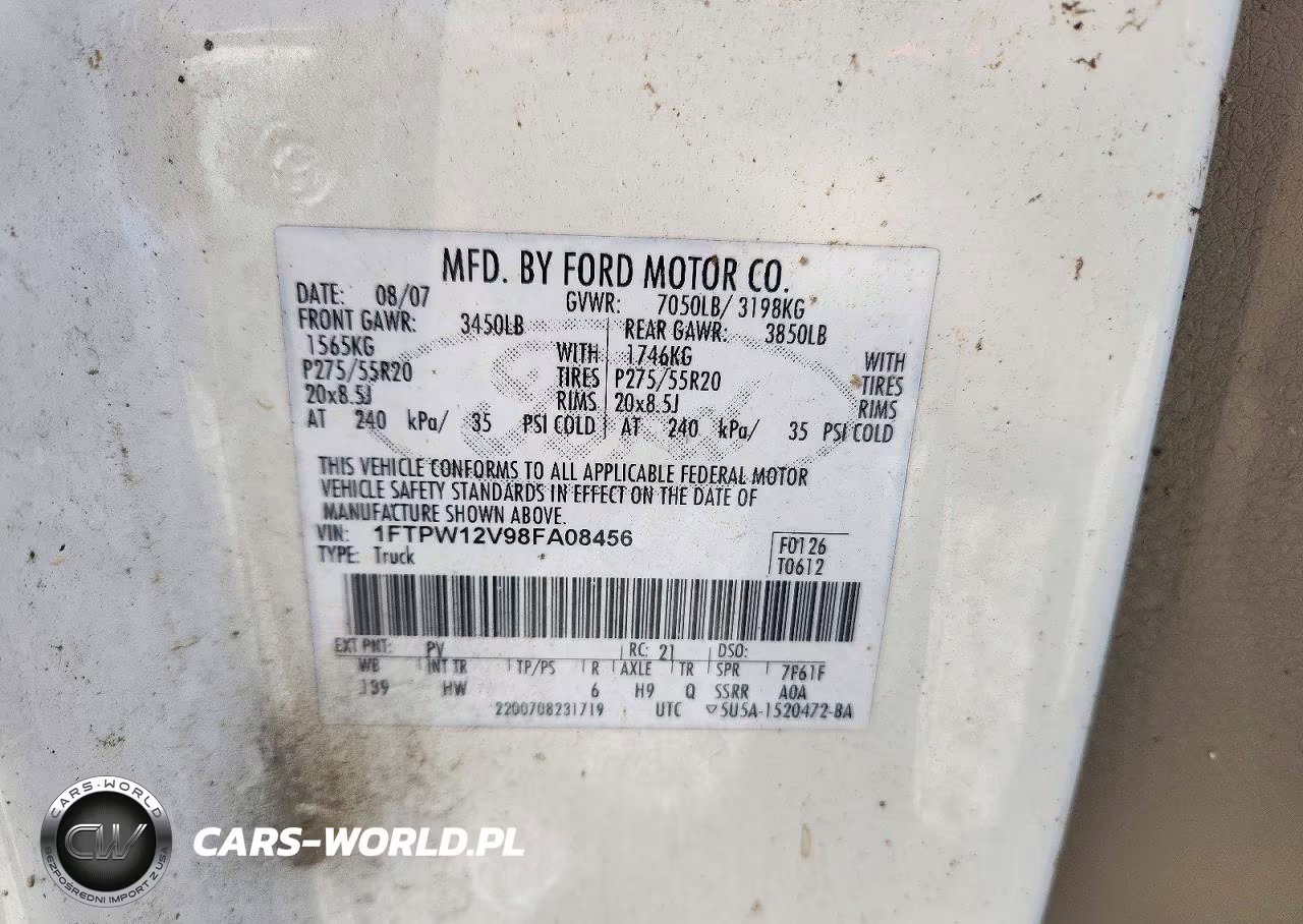 2008 Ford F150 Supercrew VIN:1FTPW12V98FA08456 - 12