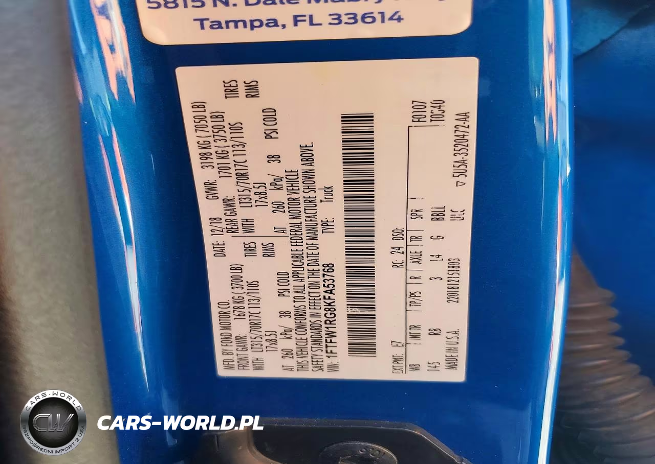 2019 Ford F150 Raptor VIN:1FTFW1RG8KFA53768 - 12