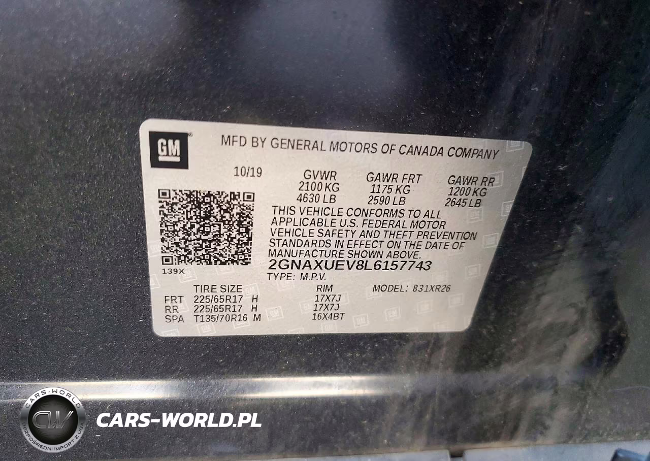 2020 Chevrolet Equinox Lt VIN:2GNAXUEV8L6157743 - 13