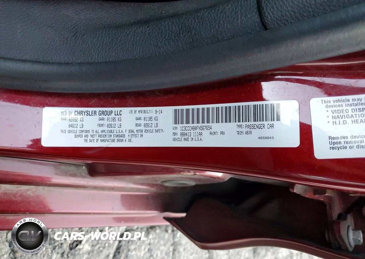 2015 Chrysler 200 Limited VIN:1C3CCCAB0FN567654 - 12