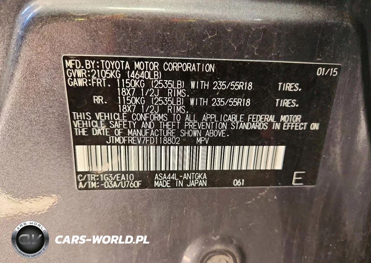 2015 Toyota Rav4 Limited VIN:JTMDFREV7FD118802 - 12