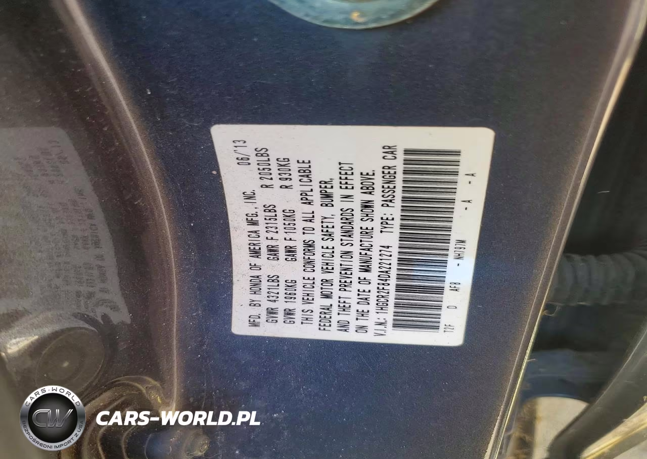 2013 Honda Accord Exl VIN:1HGCR2F84DA221274 - 12