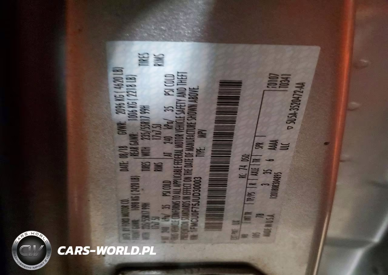 2018 Ford Escape S VIN:1FMCU0F75JUD30003 - 13